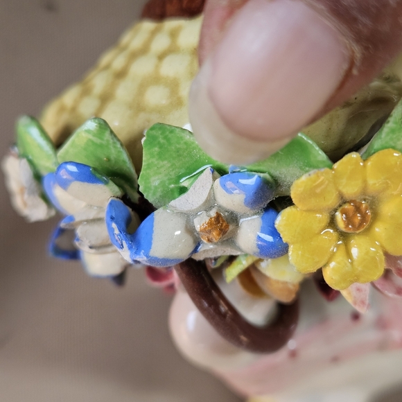 Vintage Italian Porcelain Lady with Flower Basket Figurine - Picture 3 of 10